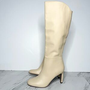 Sam Edelman Shauna Eggshell Leather Tall Heeled Boot 8 1/2 M